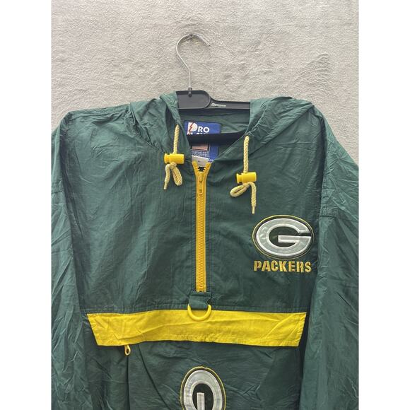 Vintage 90s GREEN BAY Packers Sz GD/L NFL PRO PLAYER Windbreaker JACKET - Picture 2 of 8